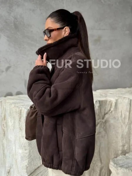 Дубленка бомбер женская - фото 9