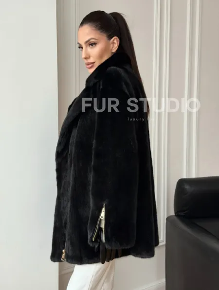 Черная норковая косуха - фото 9