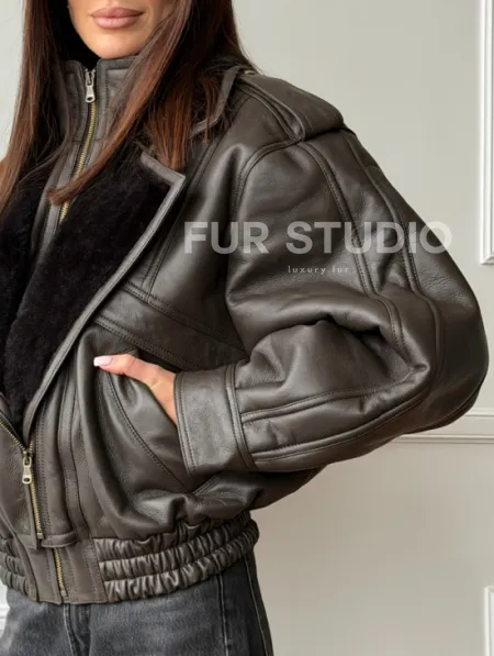 Стильная куртка - дубленка из овчины - фото 4