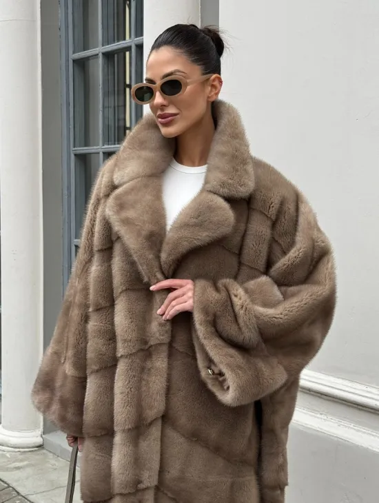 Норковая шуба Бохо из меха скандинавской норки Pastel (большие размеры) - фото 5