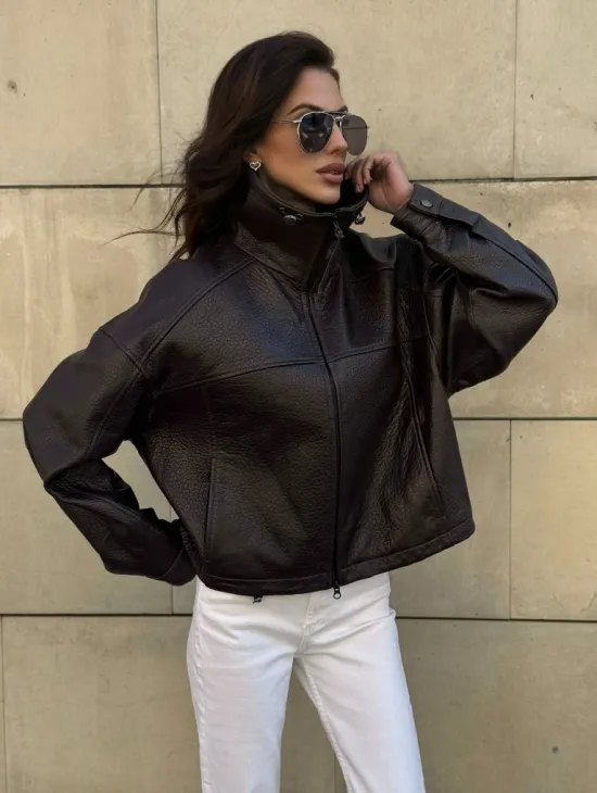 Короткая куртка оверсайз из натуральной кожи Joomba - фото 0