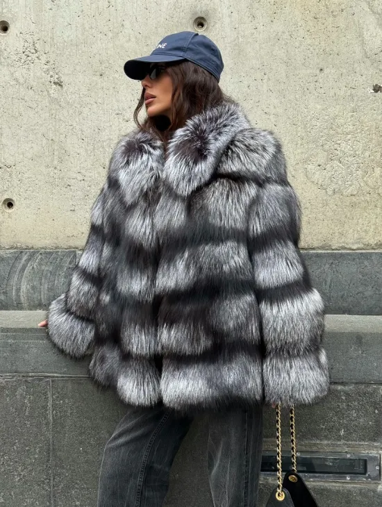 Шуба из чернобурки воротник стойка - фото 13