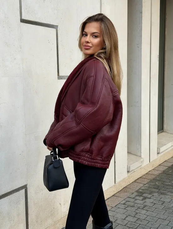 Дубленка женская зимняя - воротник шаль - фото 6