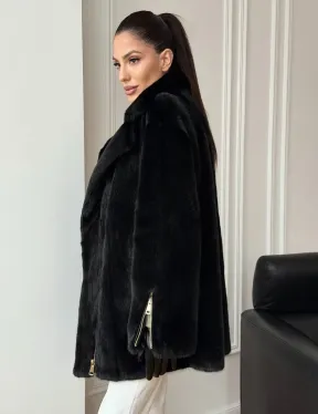 Черная норковая косуха - фото 9