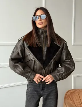 Стильная куртка - дубленка из овчины - фото 12