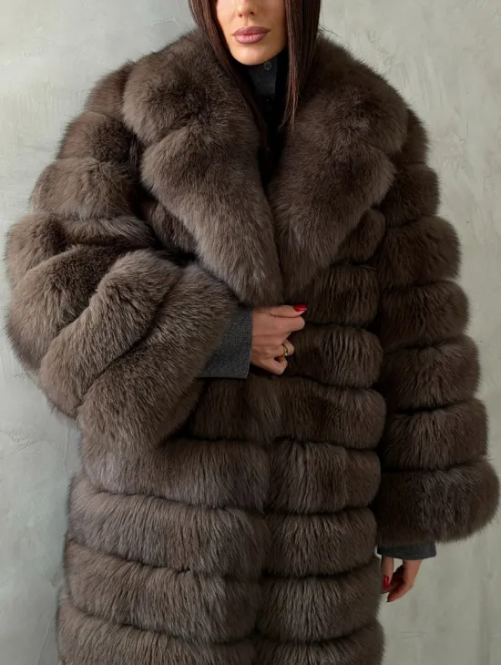 Шуба из песца под соболь - английский воротник - фото 2