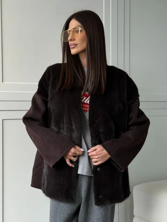 Женское полупальто с мехом норки - фото 15