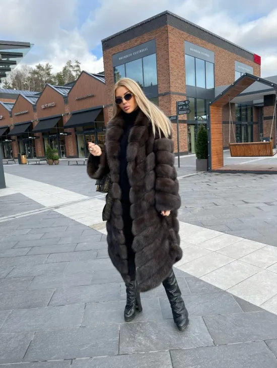 Шуба из меха соболя, воротник шаль - фото 5