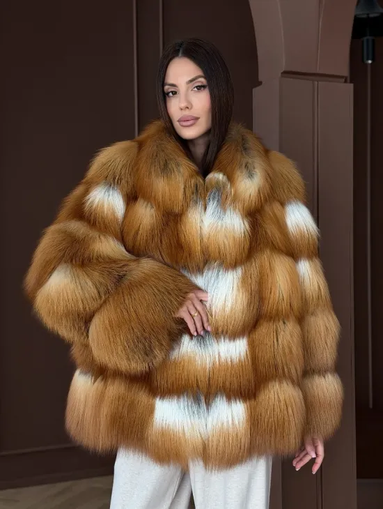 Короткая шуба из рыжей лисы - фото 9
