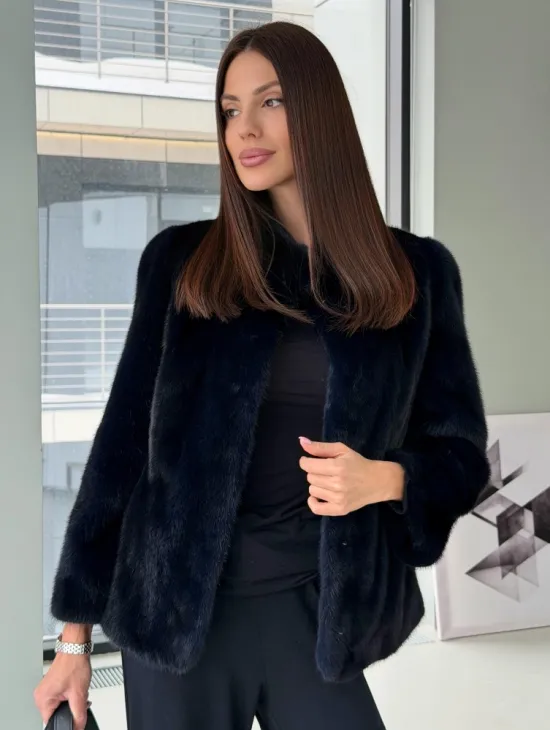 Укороченный норковый жакет - фото 5