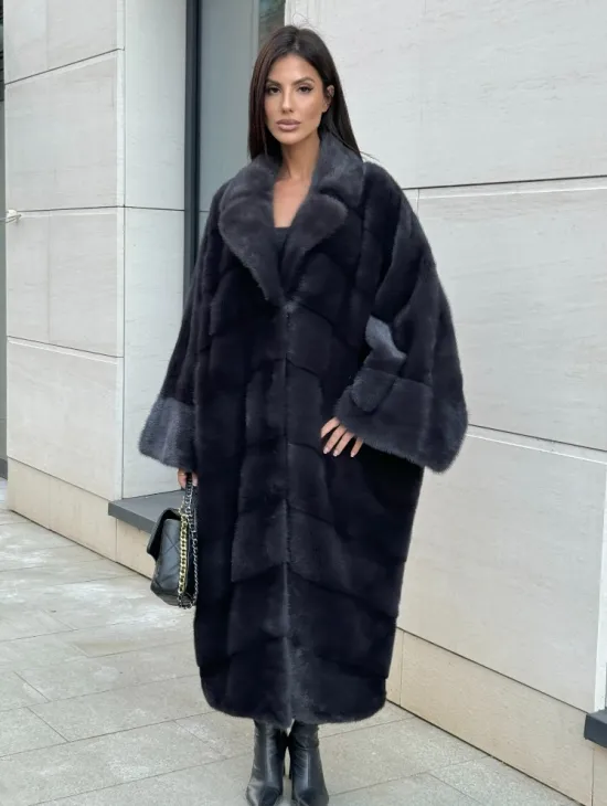 Манто из аукционной норки в цвете графит - фото 6