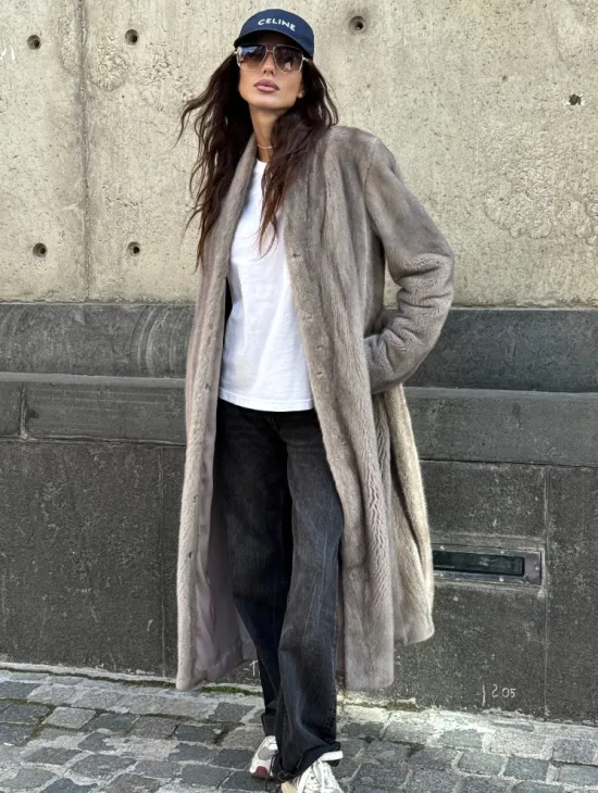 Шуба - пальто в винтажном стиле из скандинавской норки - фото 7